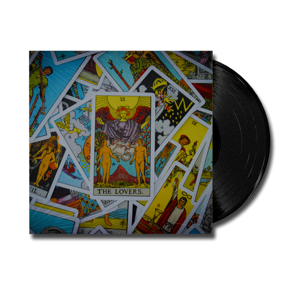 3d vinyl record with album cover of "The Lovers" by monkemanmatt