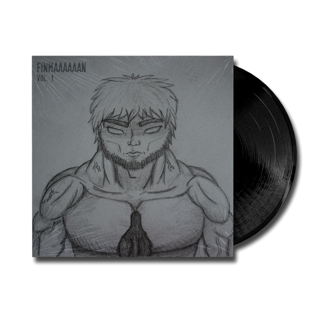 3d vinyl record with album cover of "FINMAN" by monkemanmatt