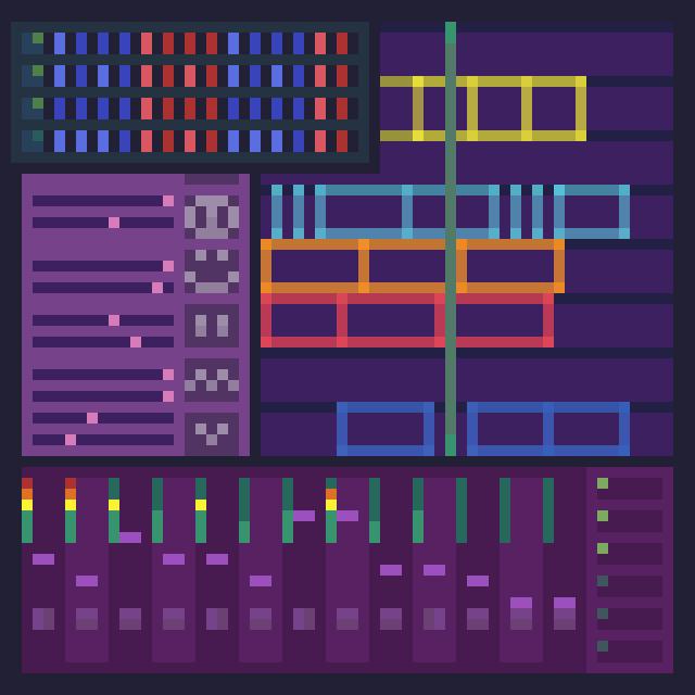 Pixel art of a digital audio workstation