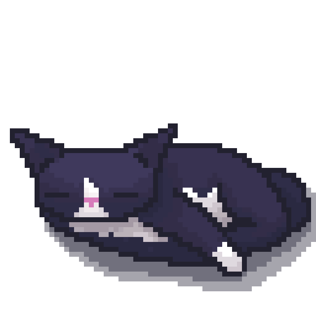 pixelart of matteo's favourite cat "oscar" sleeping inside a card.