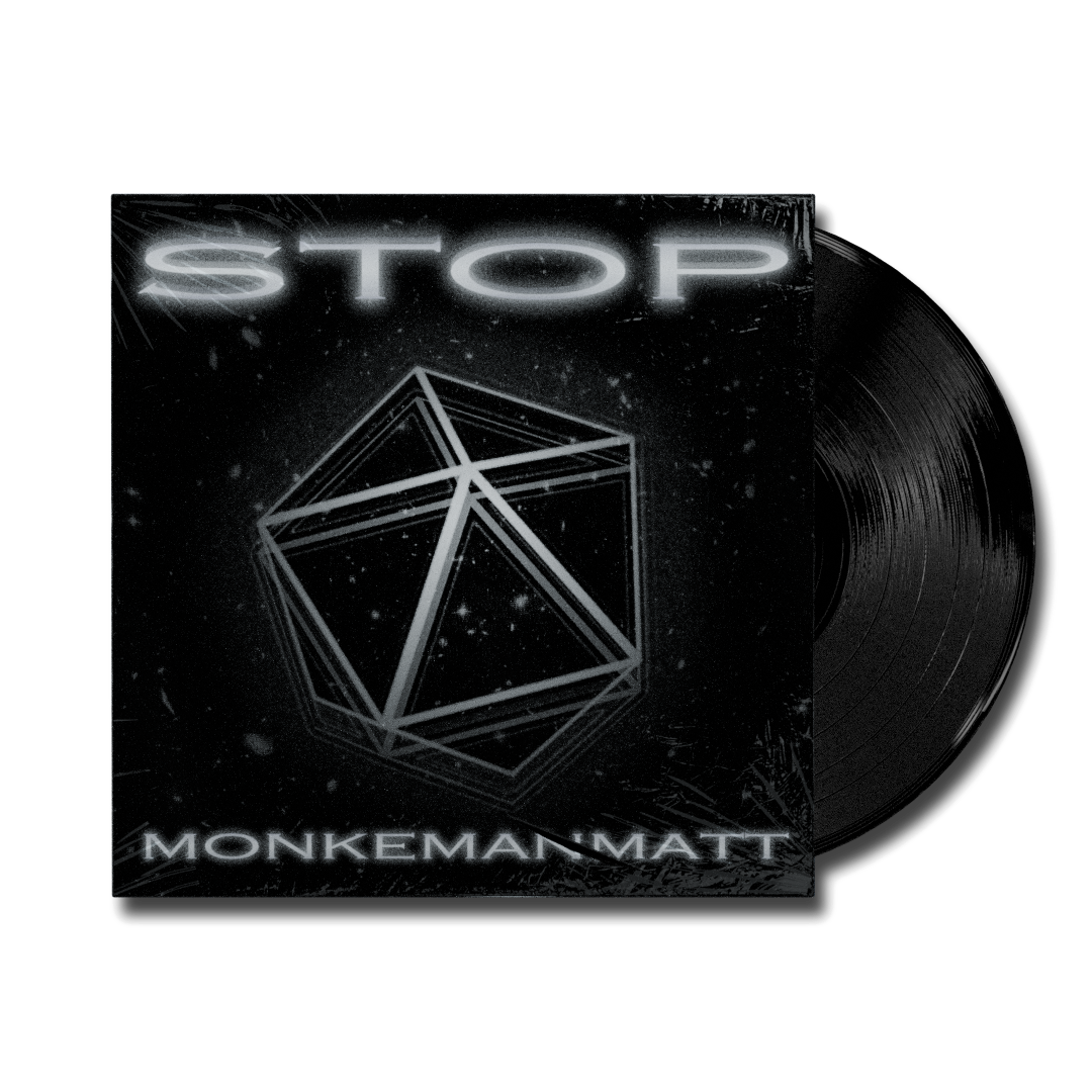 3d vinyl record with album cover of "God's will" by monkemanmatt