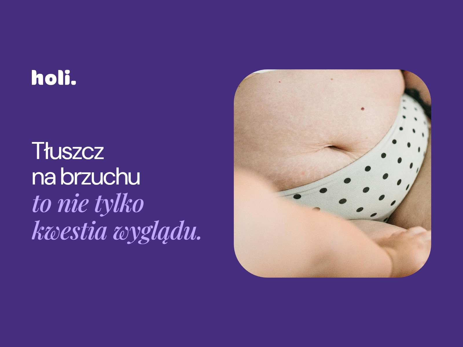 Brzuch osoby z otyłością brzuszną obok hasła: Tłuszcz na brzuchu to nie tylko kwestia wyglądu.