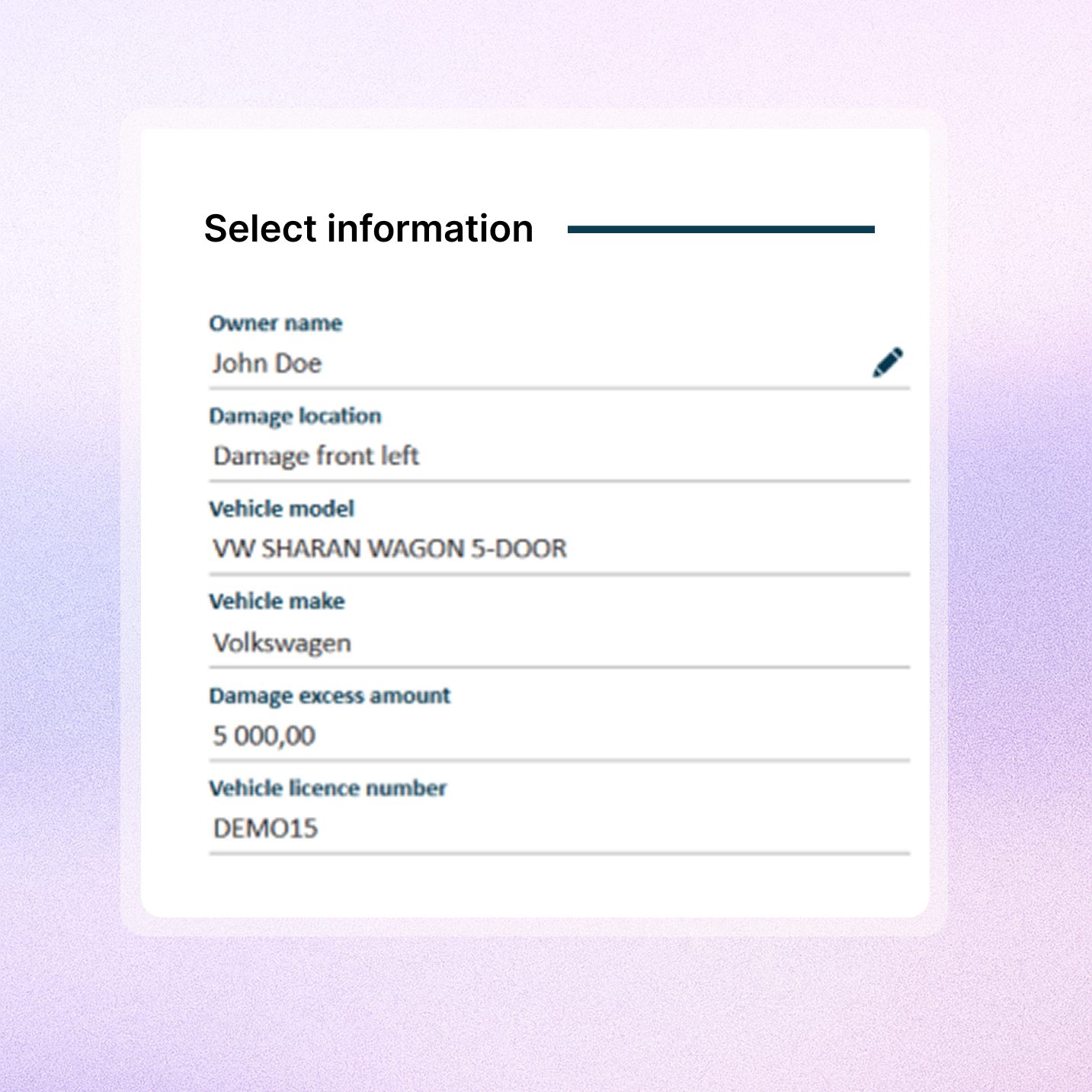 Select information in CAB