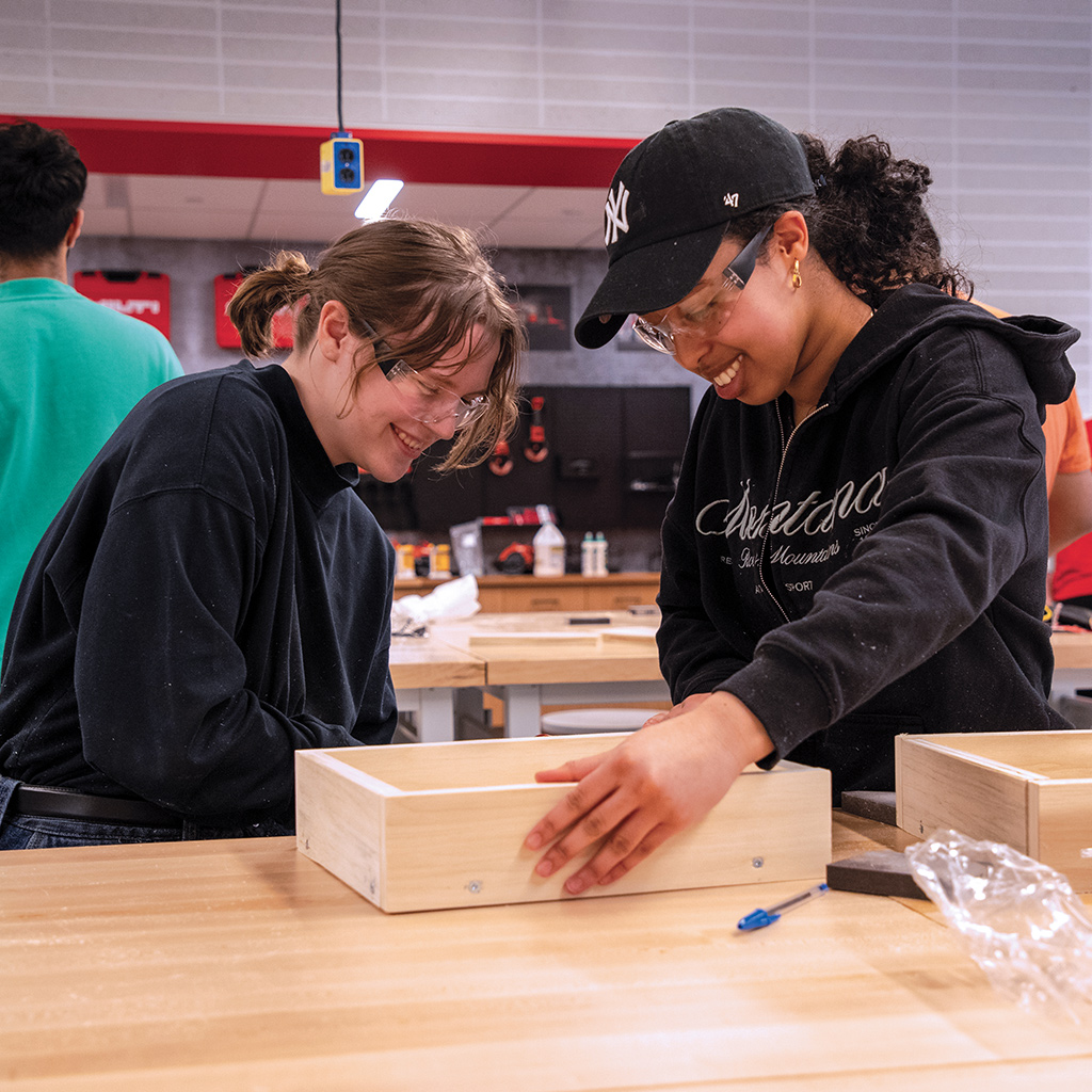 Western students in a woodshop.