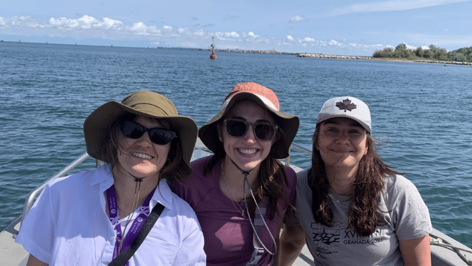 Graduate students Martina Duarte and Tess Gates-Flaherty, along with Earth sciences professor Alina Shchepetkina