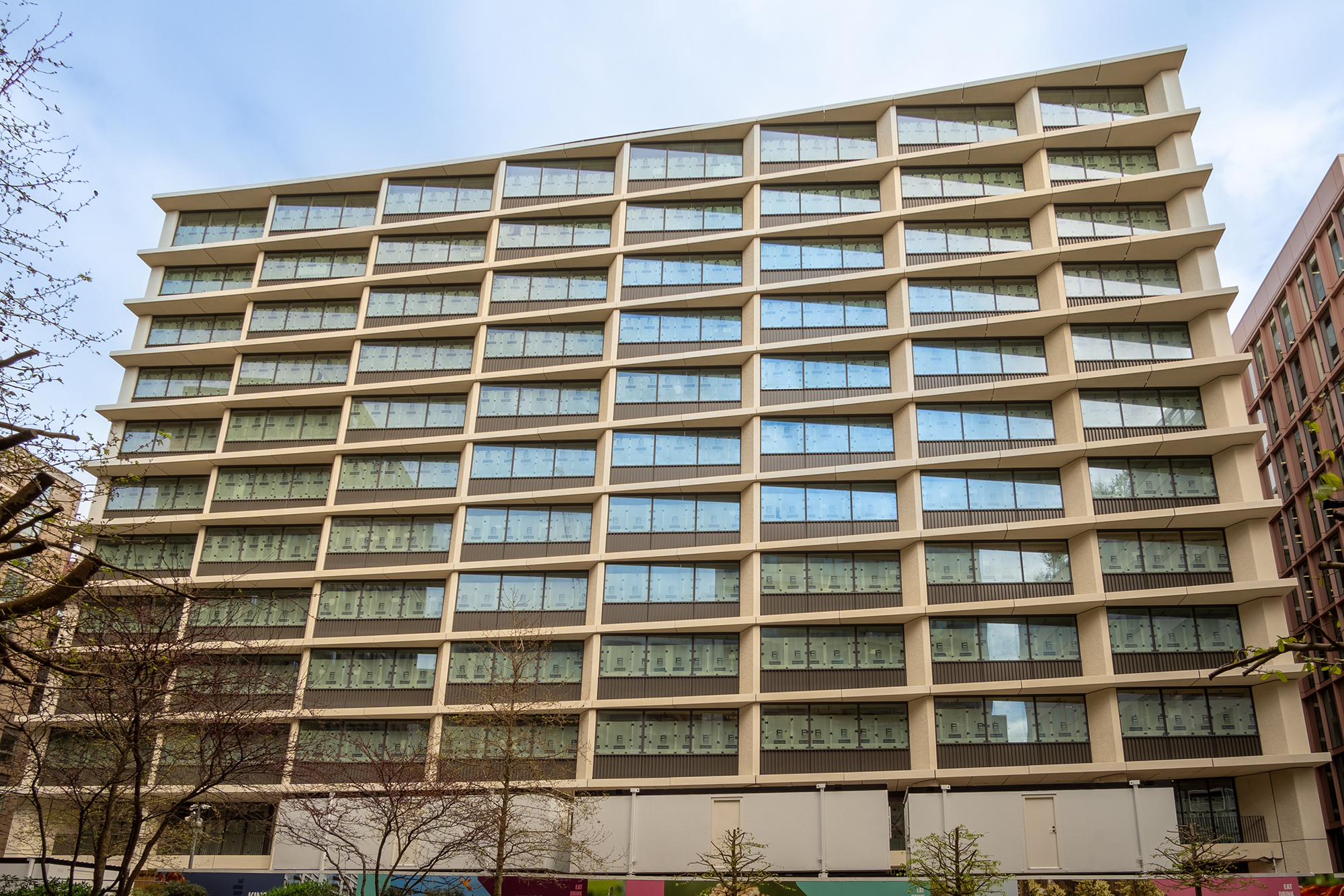 Deltic House at King's Cross, a stepped residential block with regular balconies