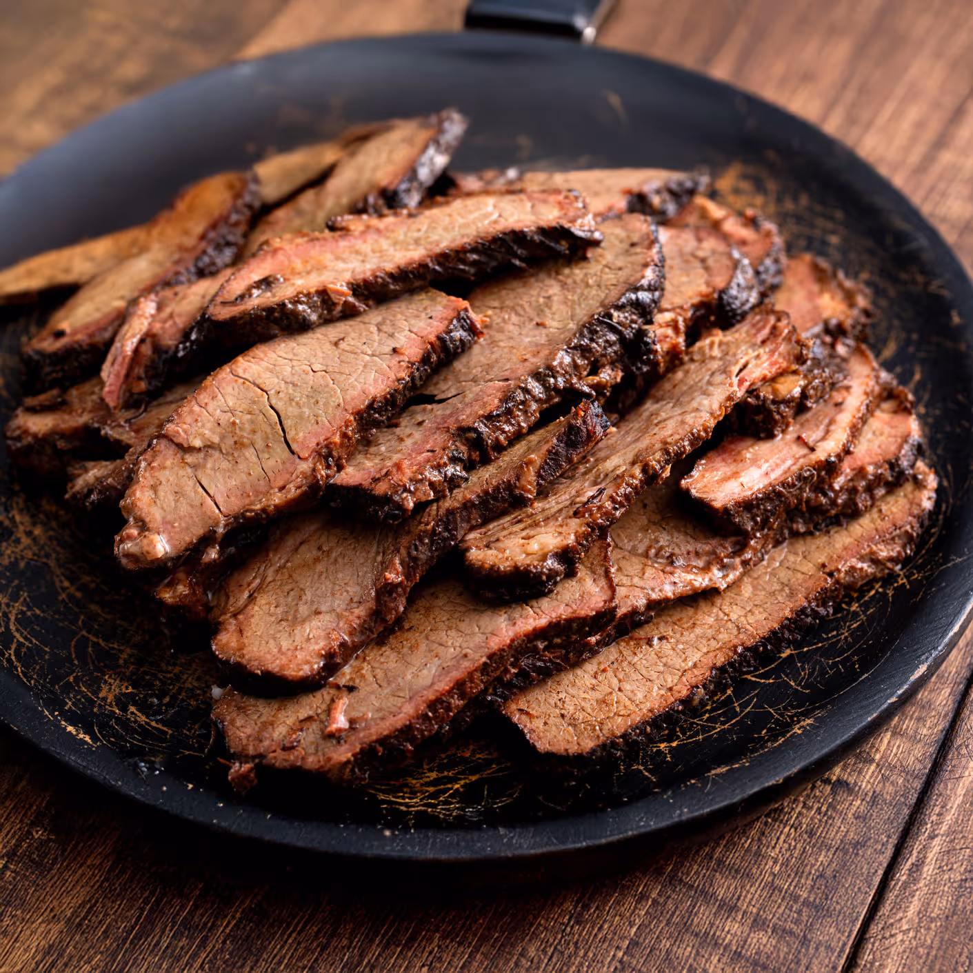 Sliced smoked brisket