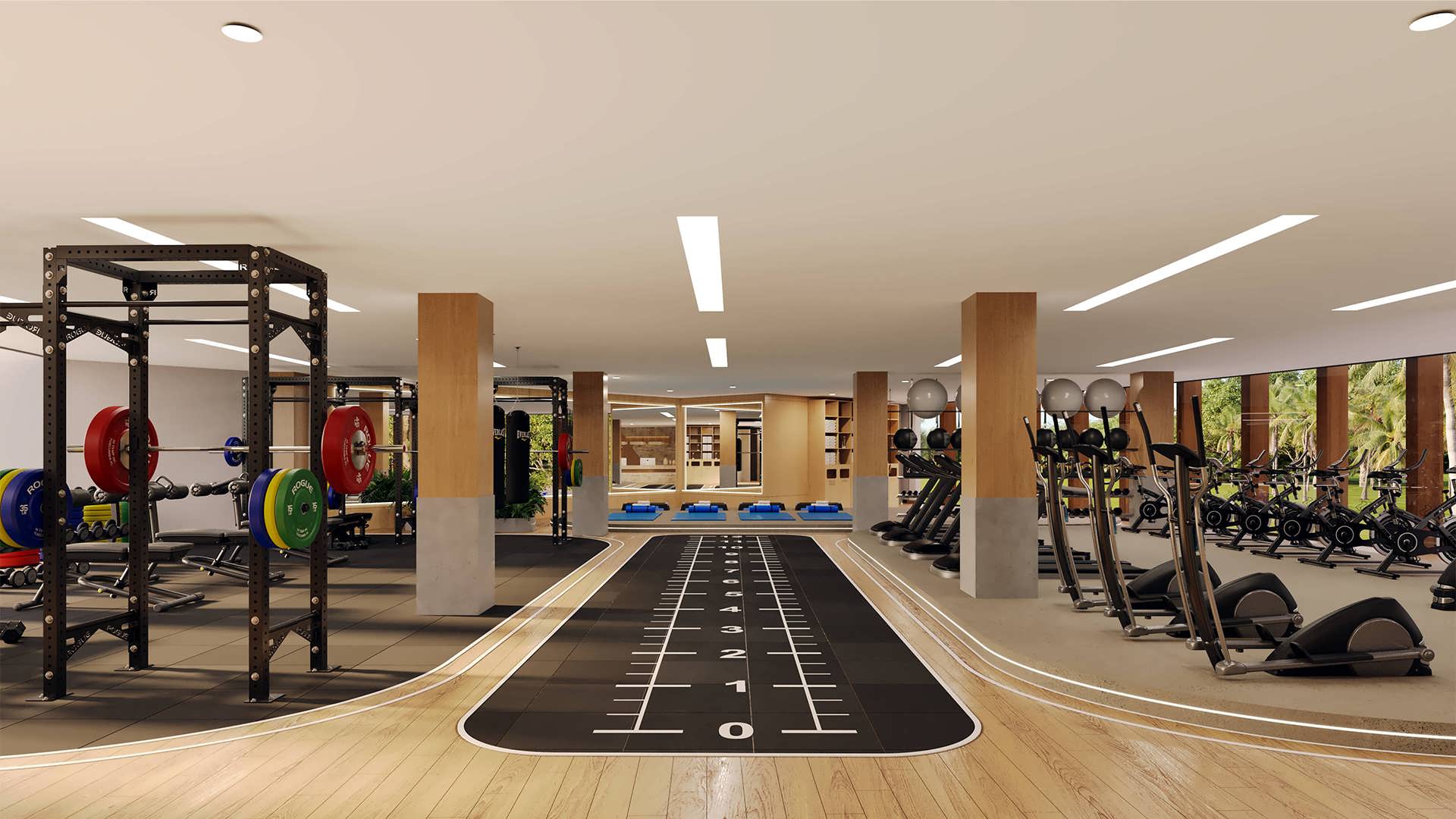 Gimnasio equipado moderno