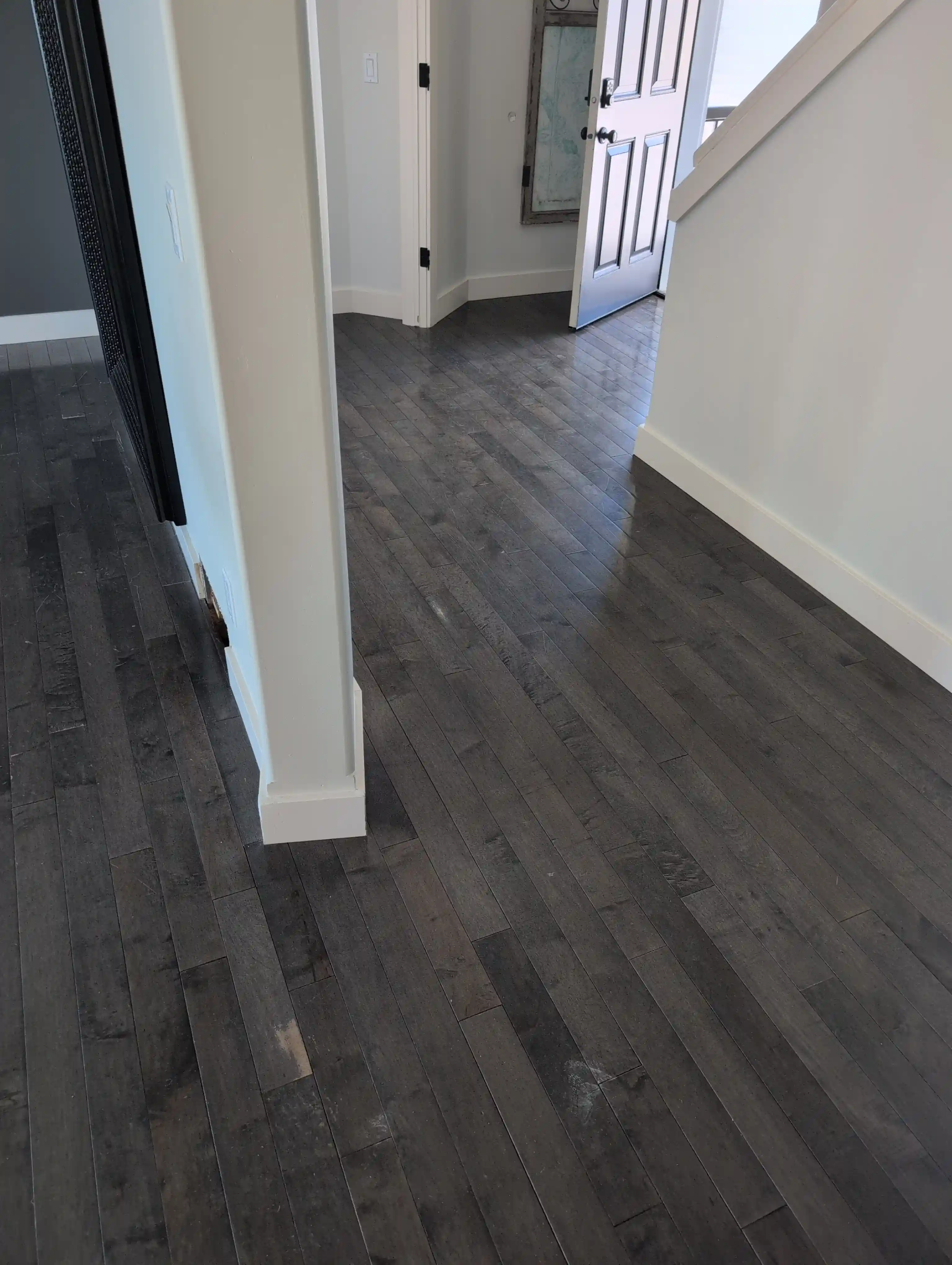 darker hardwood near staircase