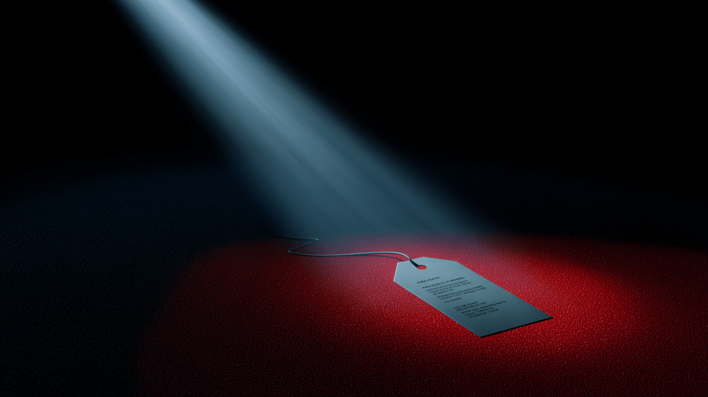 Spotlit price tag on a dark background symbolizing offer-led pages for small businesses.