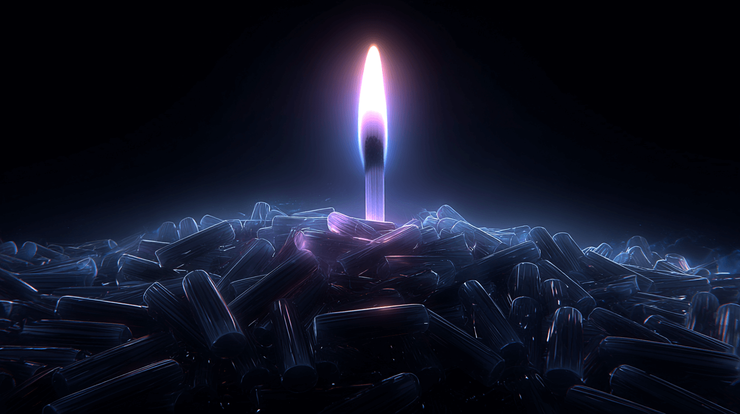 Glowing matchstick standing out among extinguished matches, representing scarce SaaS activation wins.