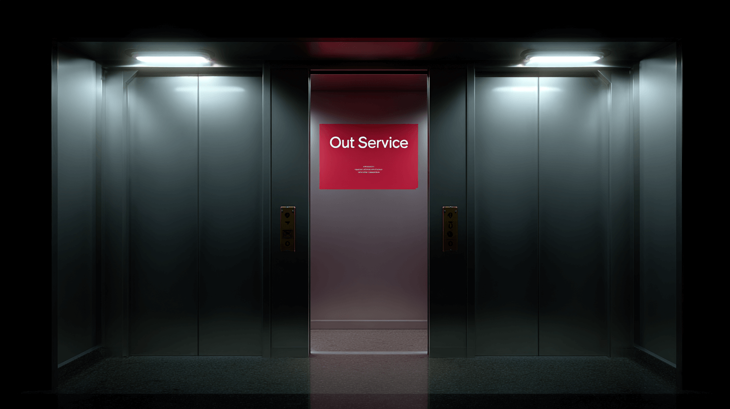 Out-of-service elevator as a metaphor for stalled first-time use.
