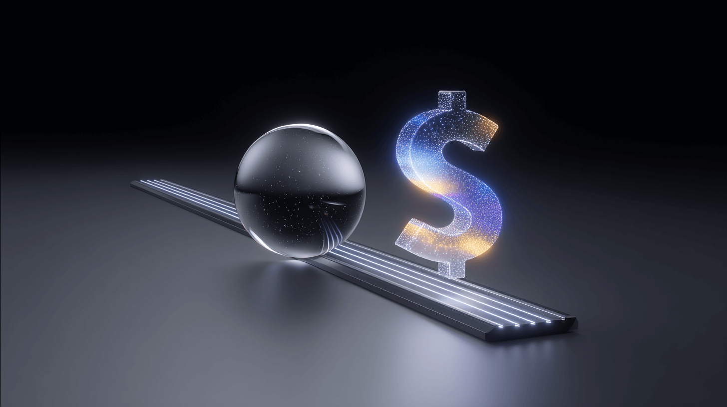 Lever balancing a glowing dollar sign.