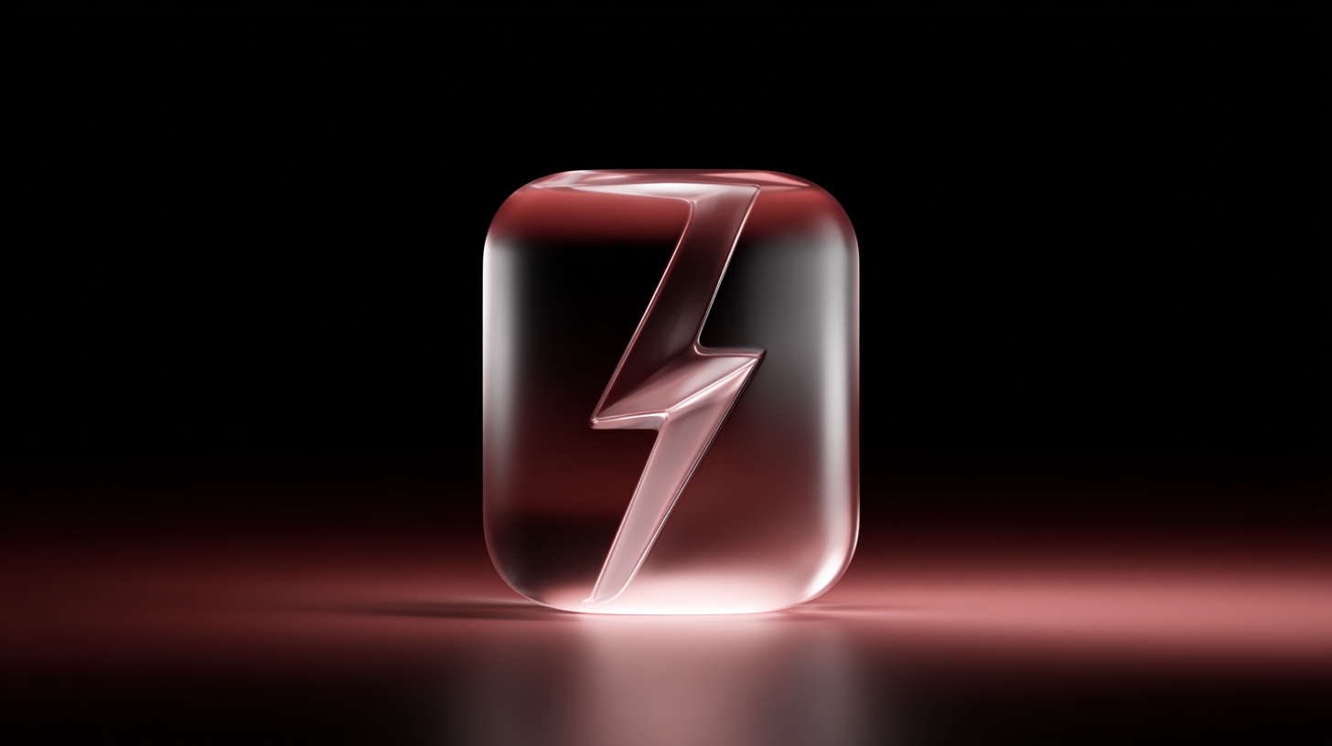 Red-glowing glass lightning bolt, representing smooth go-live during an ecommerce platform migration.
