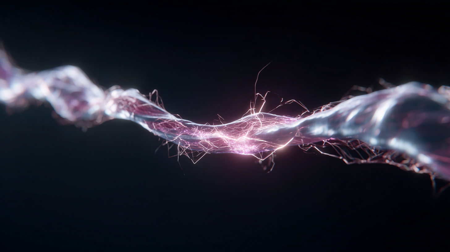 A glowing electric strand stretching between two points, symbolizing unstable user paths and the fragile link between traffic and conversions.