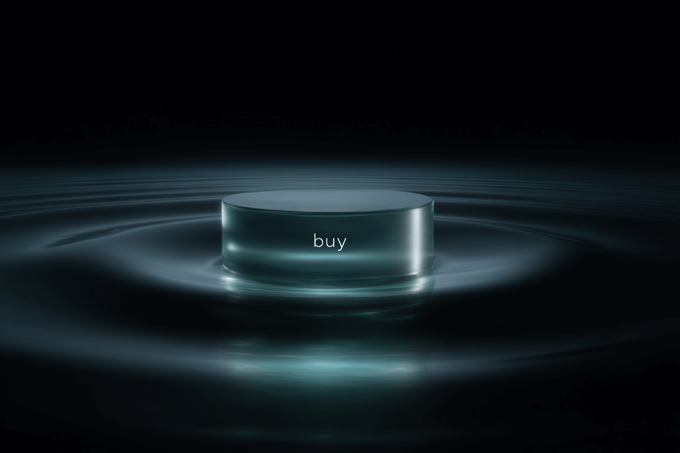 Minimal glowing buy button with expanding ripple effect.