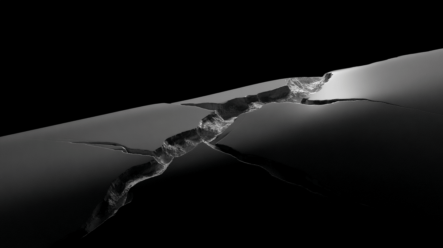 A smooth surface split by a deep fracture, symbolizing hidden structural damage