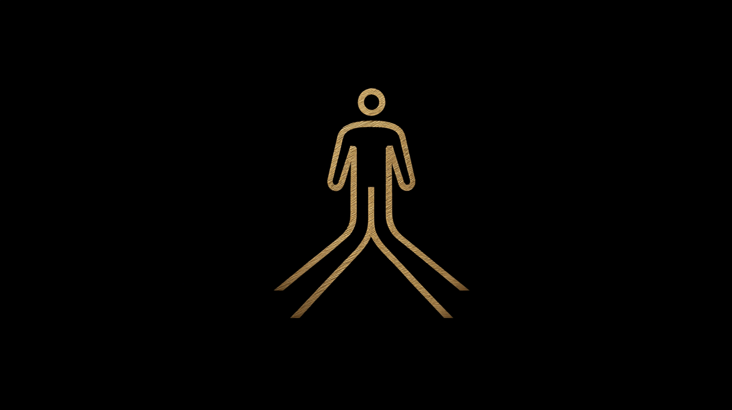 Abstract gold figure splitting into two paths, representing user hesitation during conversion
