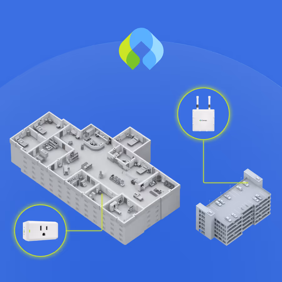 3D Hospital building and garage showing where Canopy's devices can provide coverage.