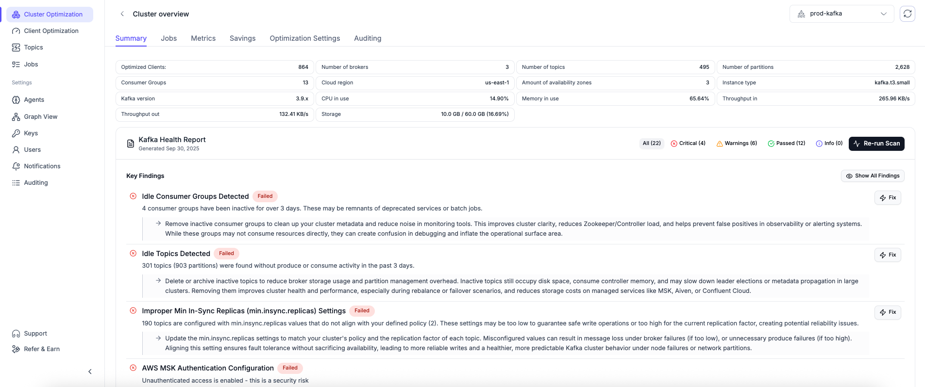 Kafka Health Check Screenshot