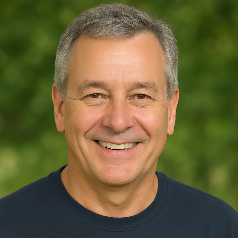 Professional headshot of Larry Ranallo, smiling outdoors with a natural background.