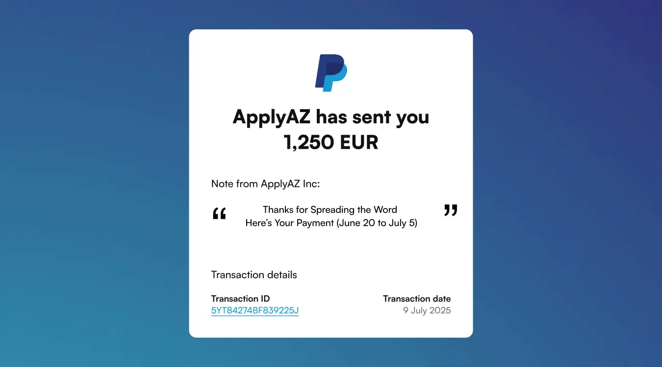 Payout confirmation screen with PayPal, Wise, or Stripe and chat support overlay