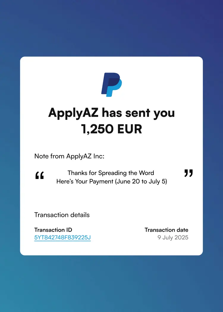 Payout confirmation screen with PayPal, Wise, or Stripe and chat support overlay