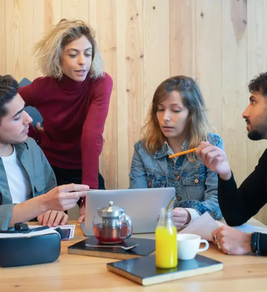 employee speaking confidently during a group brainstorming session