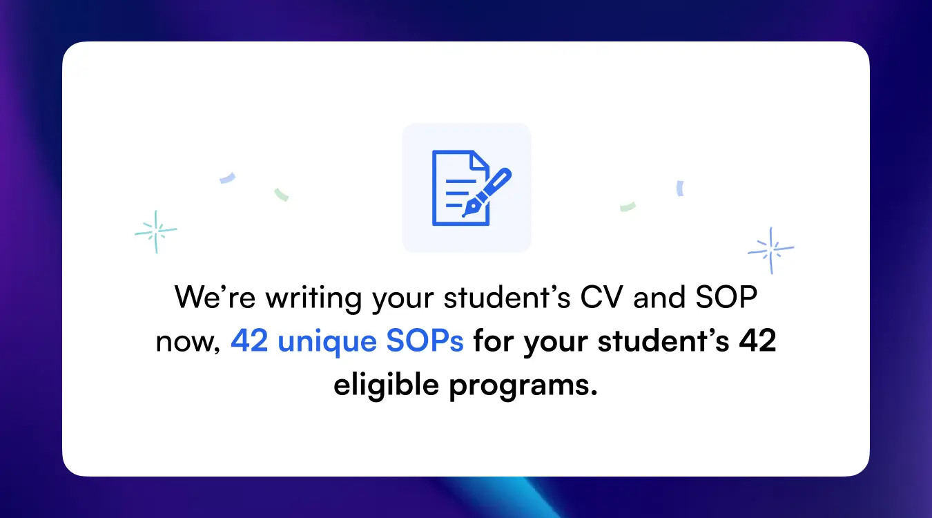 Writing CV and SOP for partner’s students – tailored documents for their eligible programs