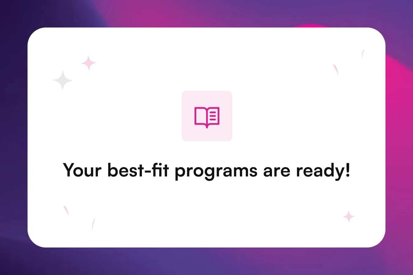 Best-fit study programs selected for the student