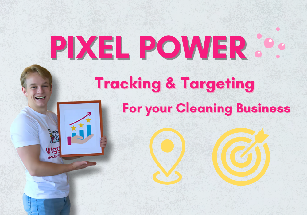 *Cover of Pixel Power guide — tracking and targeting strategies for marketing your cleaning business.*
