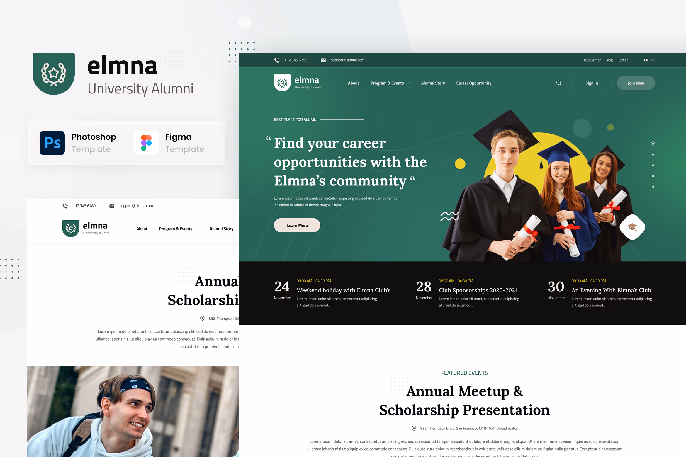 Elmna – University Alumni Website UI