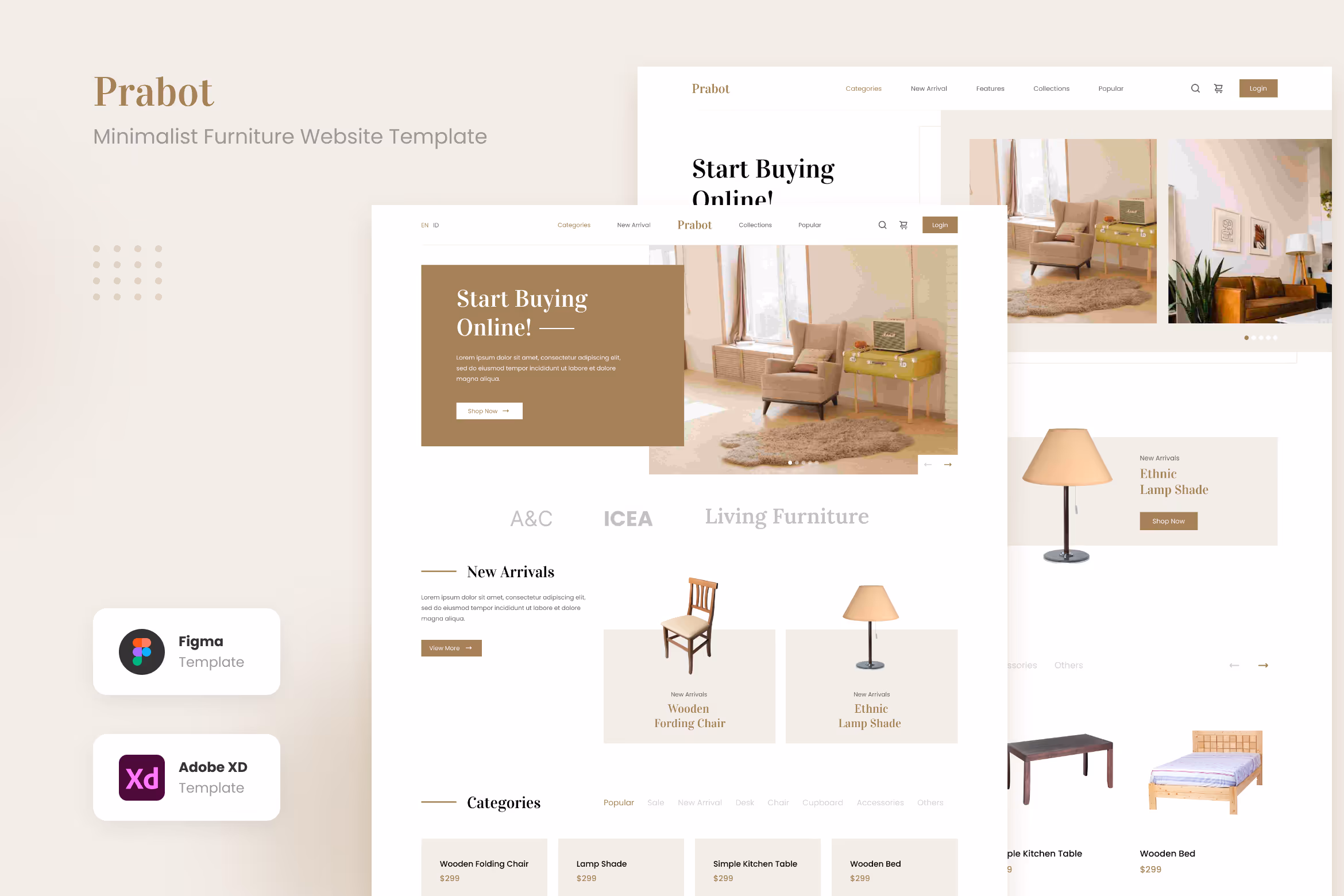 Prabot – Minimalist Furniture Website UI Template