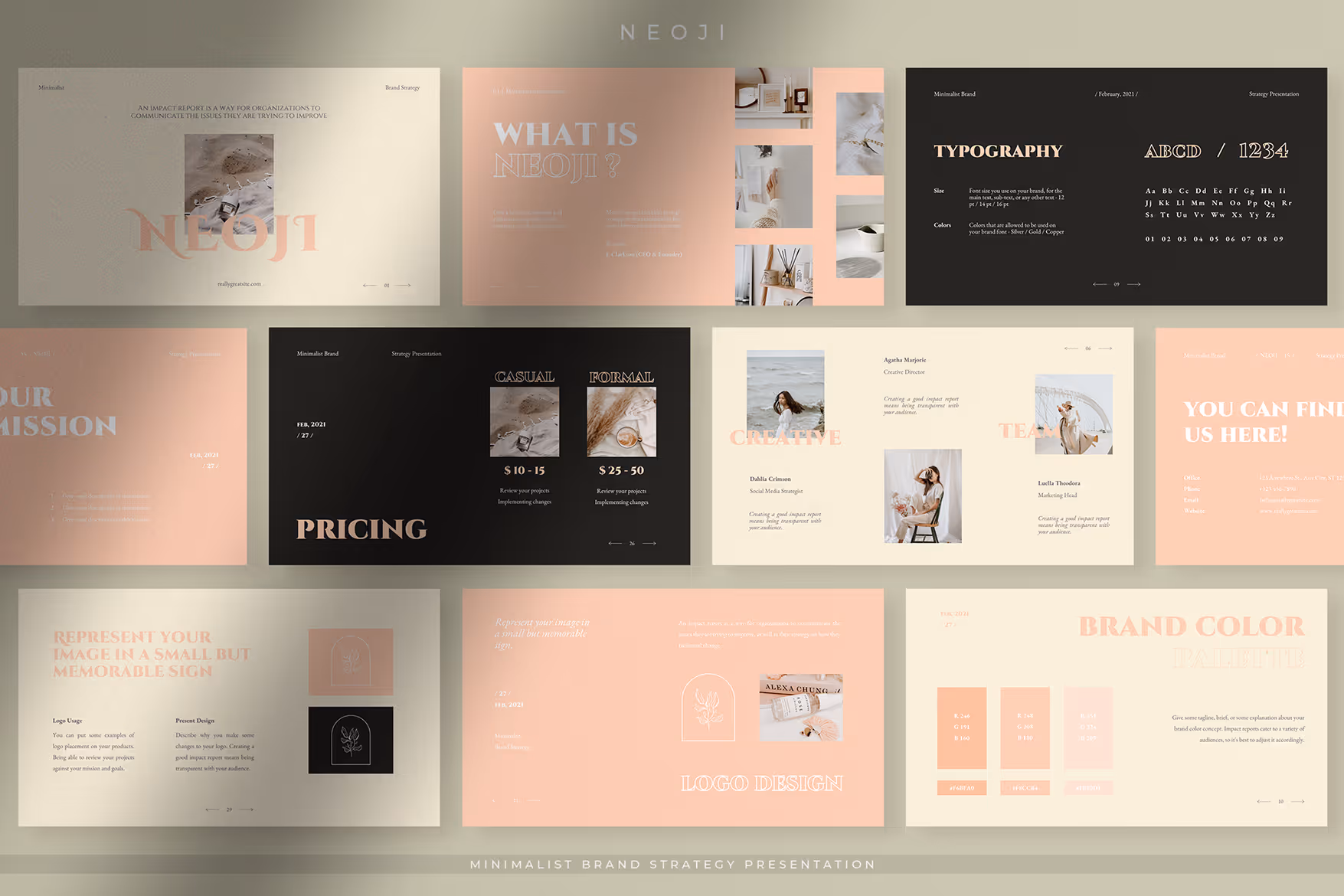 Neoji – Soft Pastel Minimalist Brand Strategy Presentation PPT