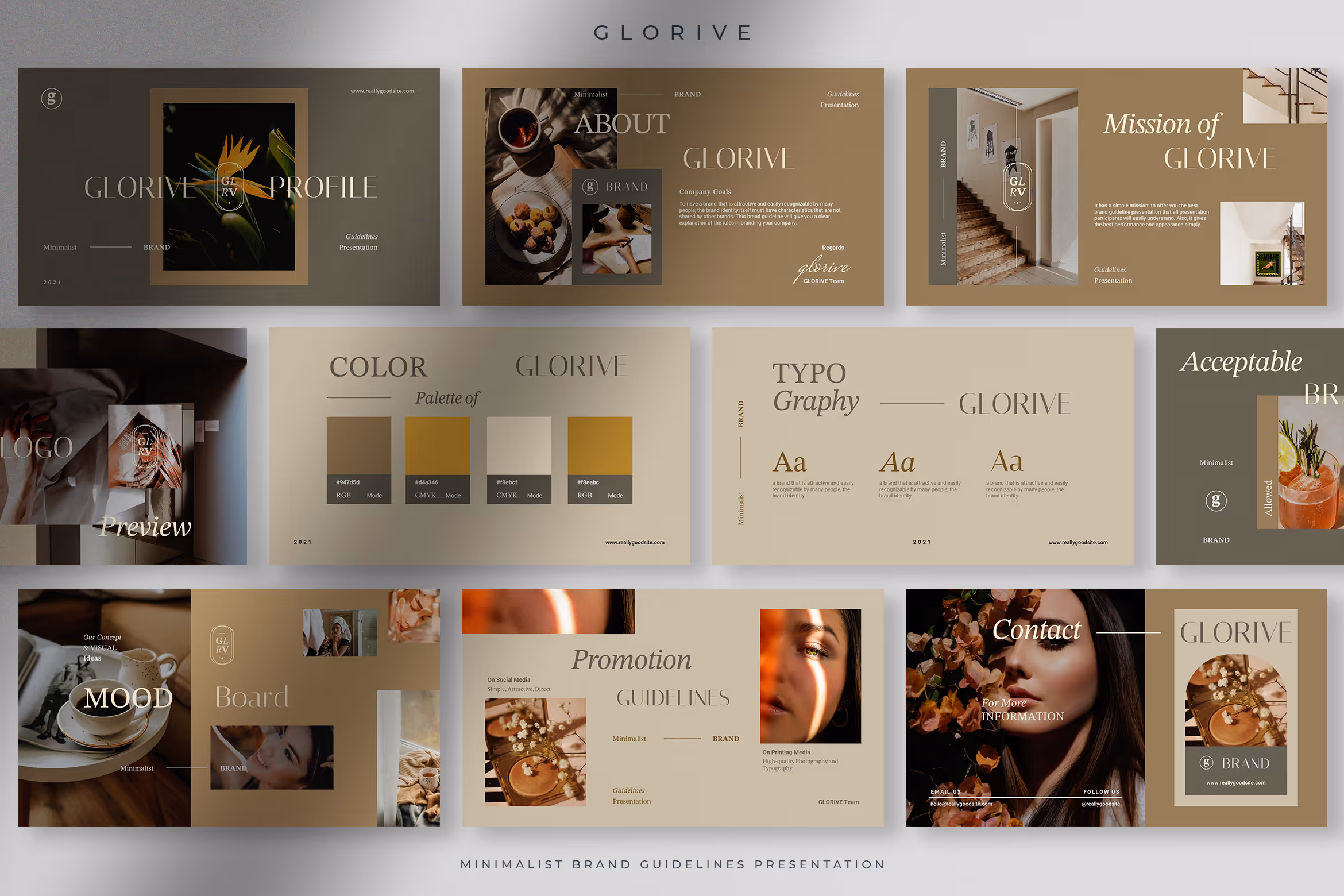 Glorive – Natural Miniamlist Brand Guide Presentation
