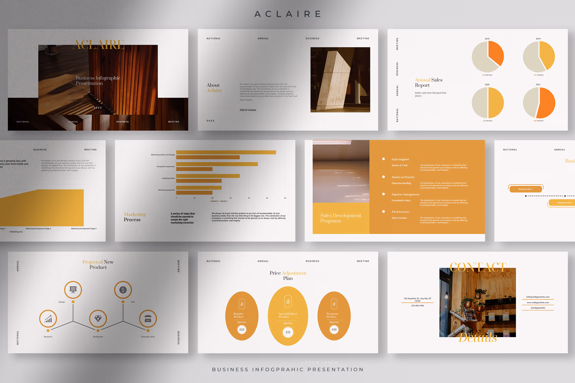 Aclaire – Yellow Business Infographic Presentation 