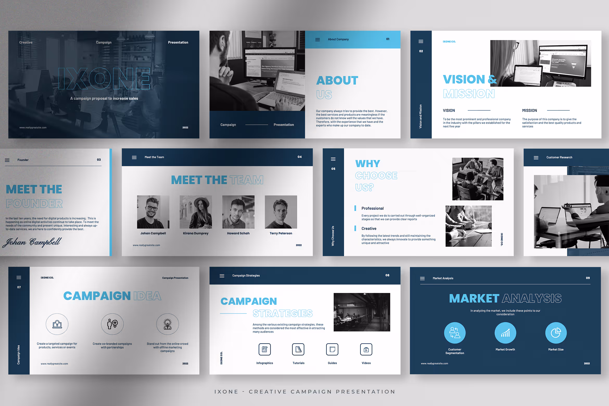 Ixone – Blue and White Minimalist Creative