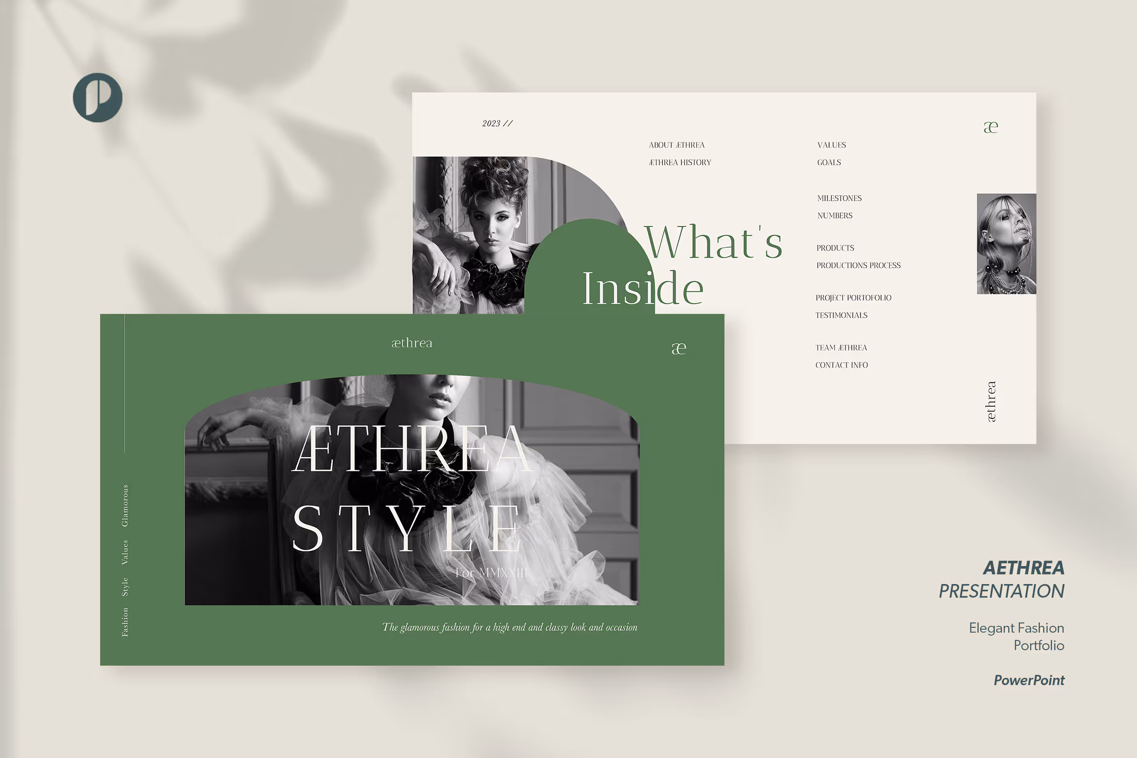 Aethrea – Green Elegant Fashion Portfolio Powerpoint