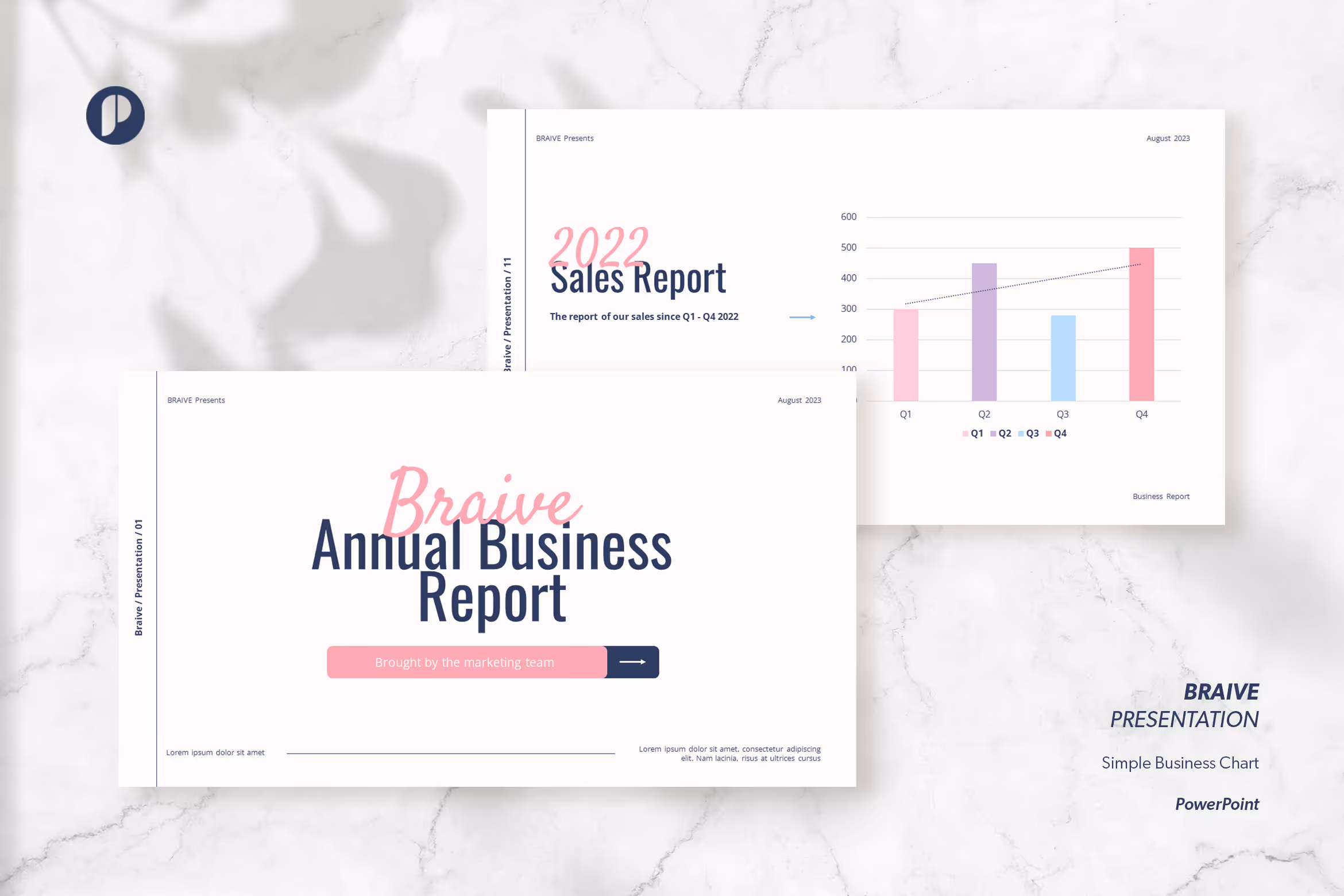 Braive – Baby Pink Navy Simple Business Chart 
