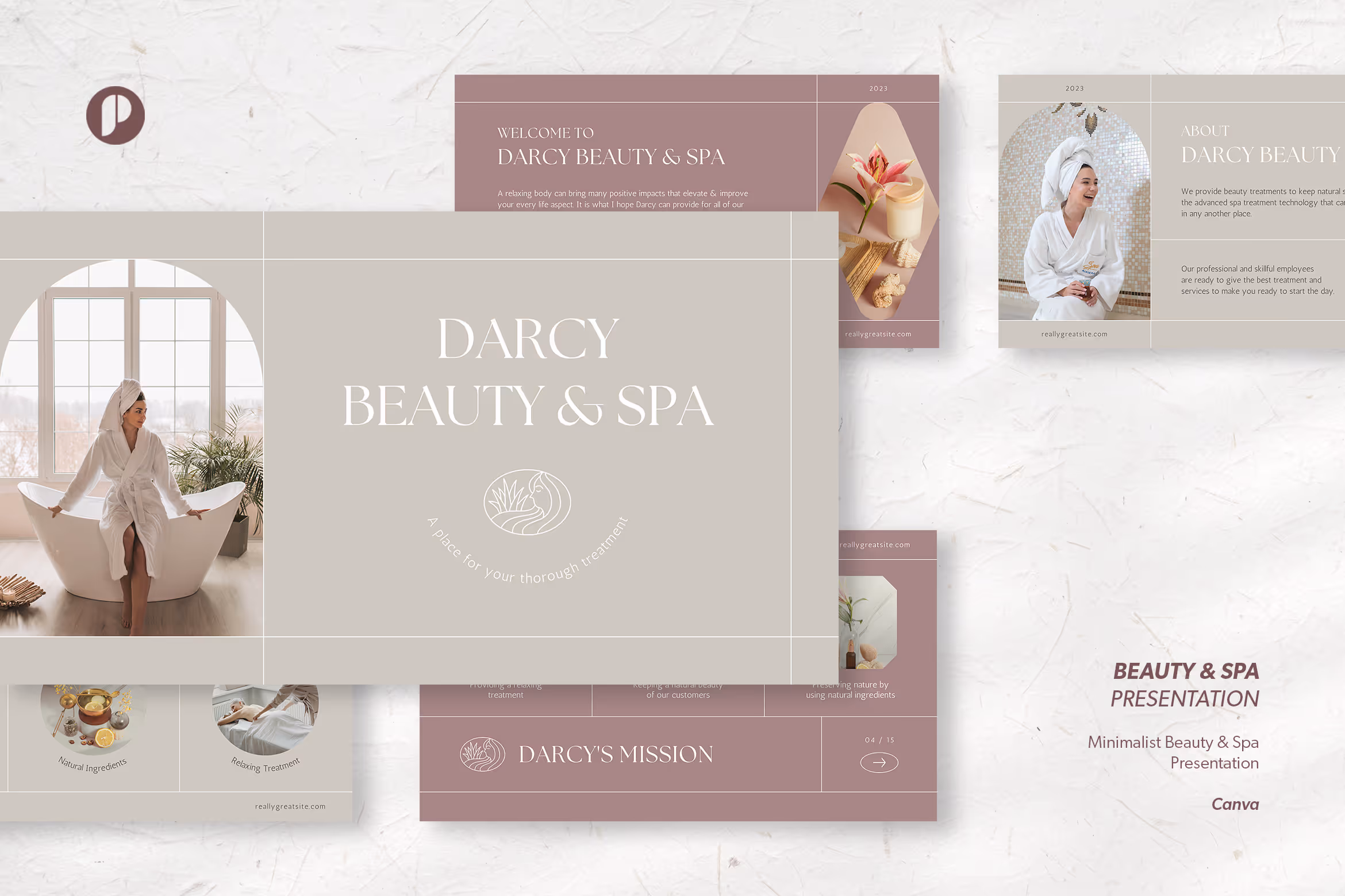 Gray & Rosy Pink Minimalist Beauty & Spa 