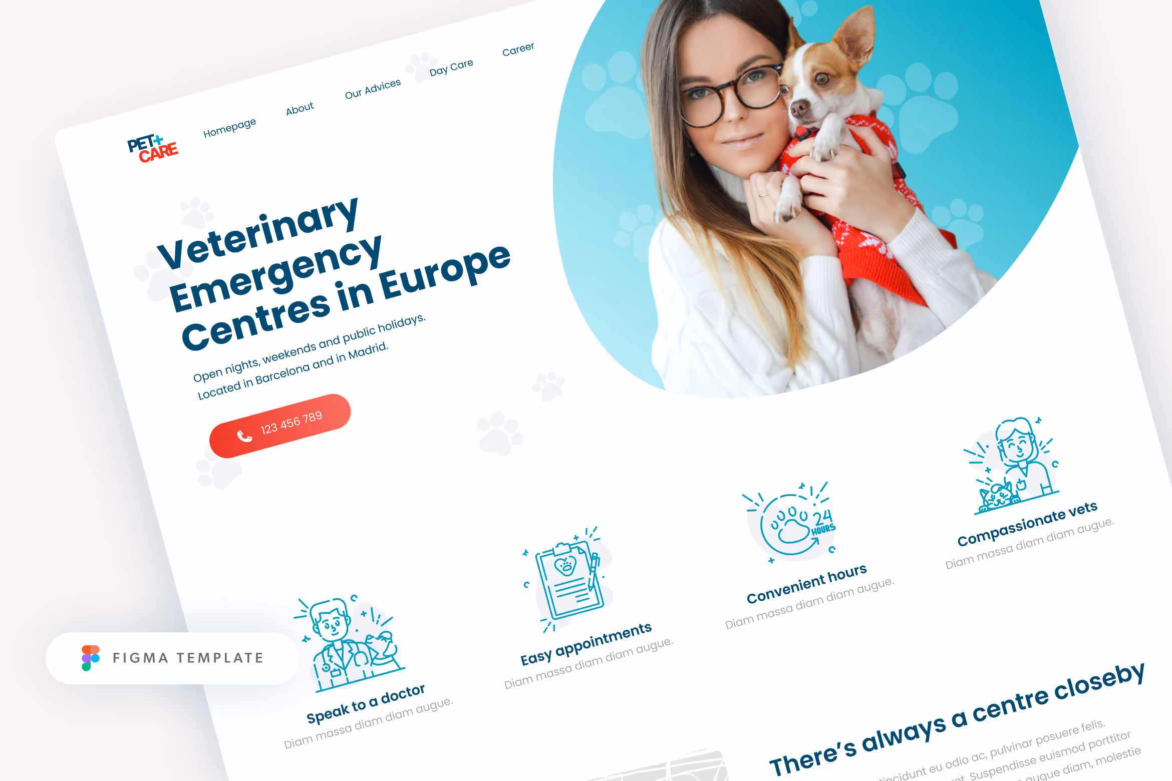 Pet Animal Care Clinic Website UI