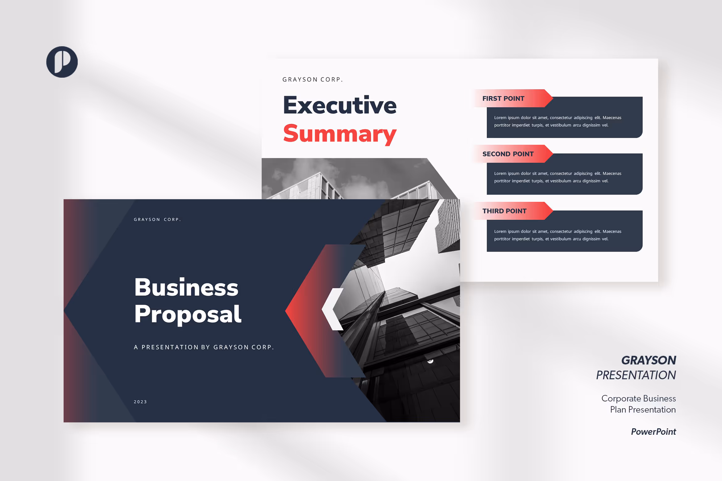 Grayson – Dark Blue Corporate Business Plan 