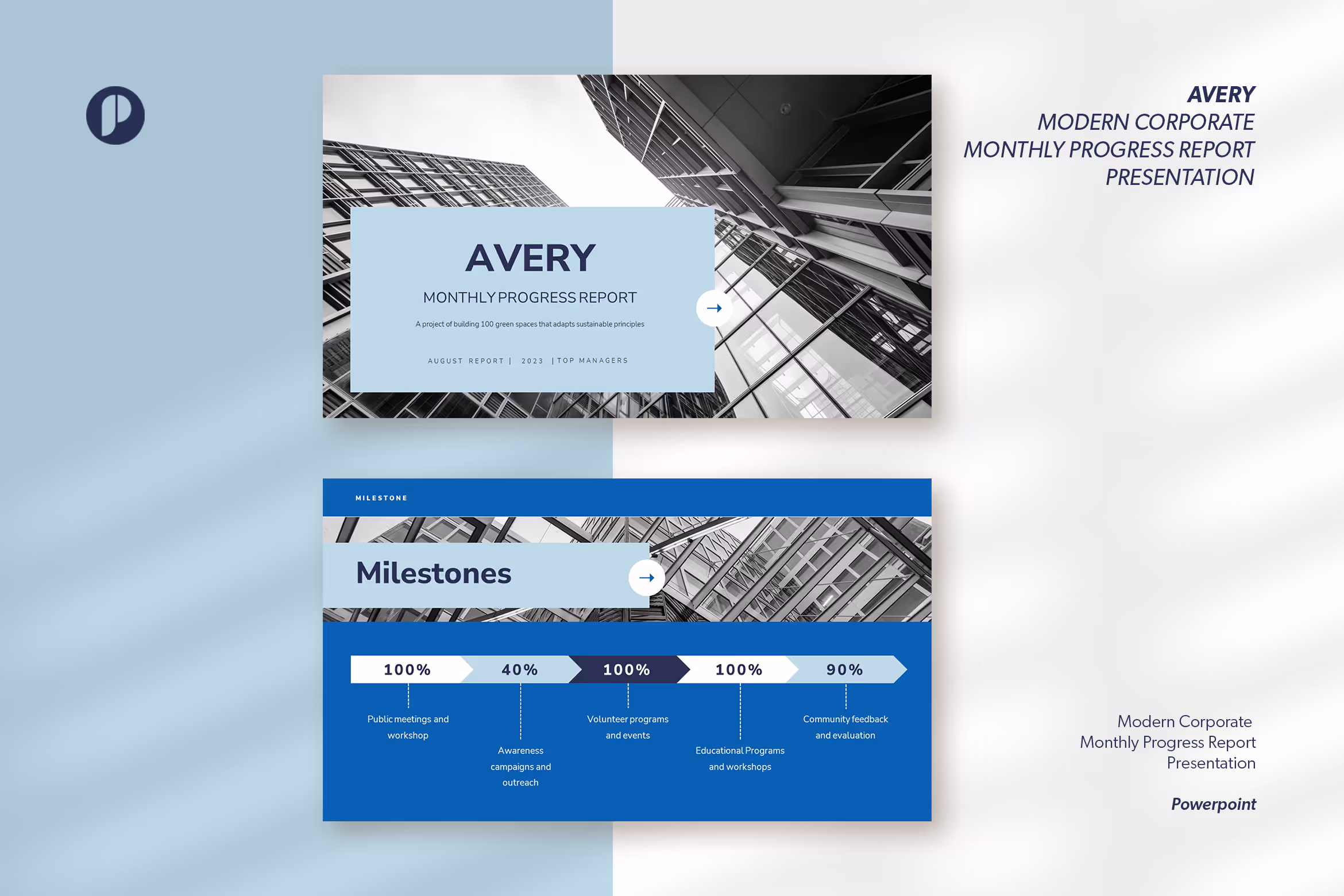Avery – Modern Corporate Monthly Progress Report 