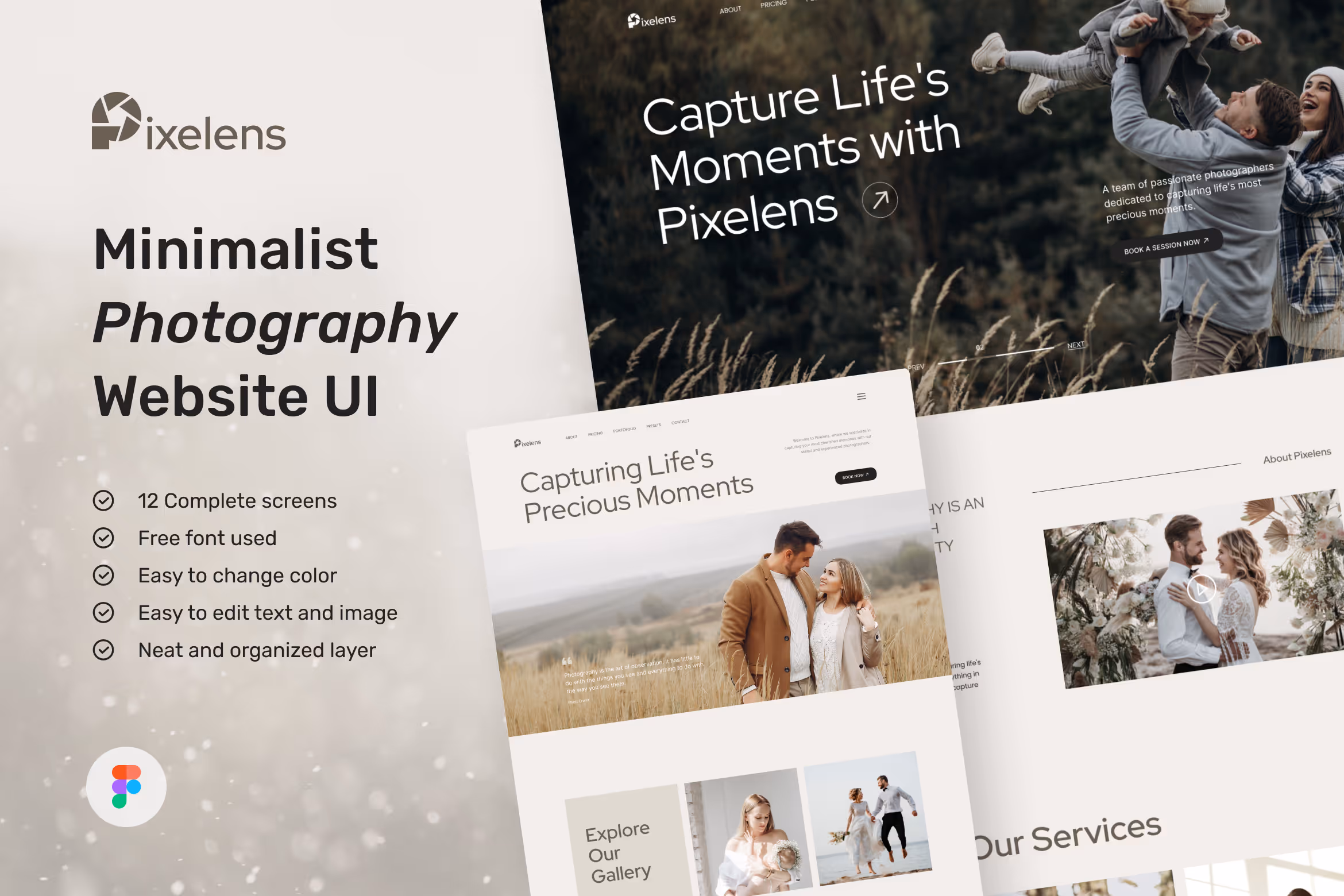 Pixelens – Minimalist Photography Website Design 