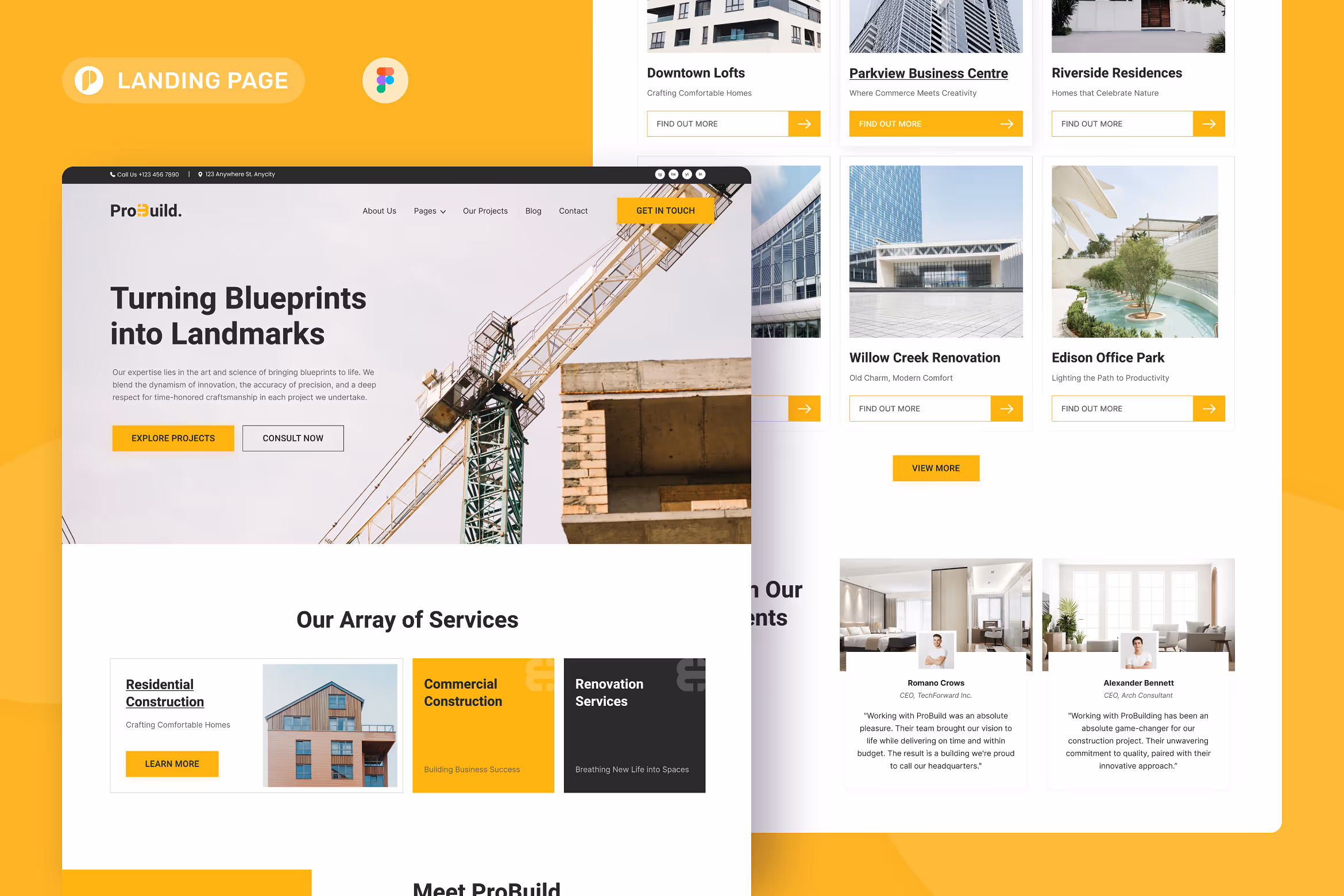 ProBuild – Construction Landing Page Figma 