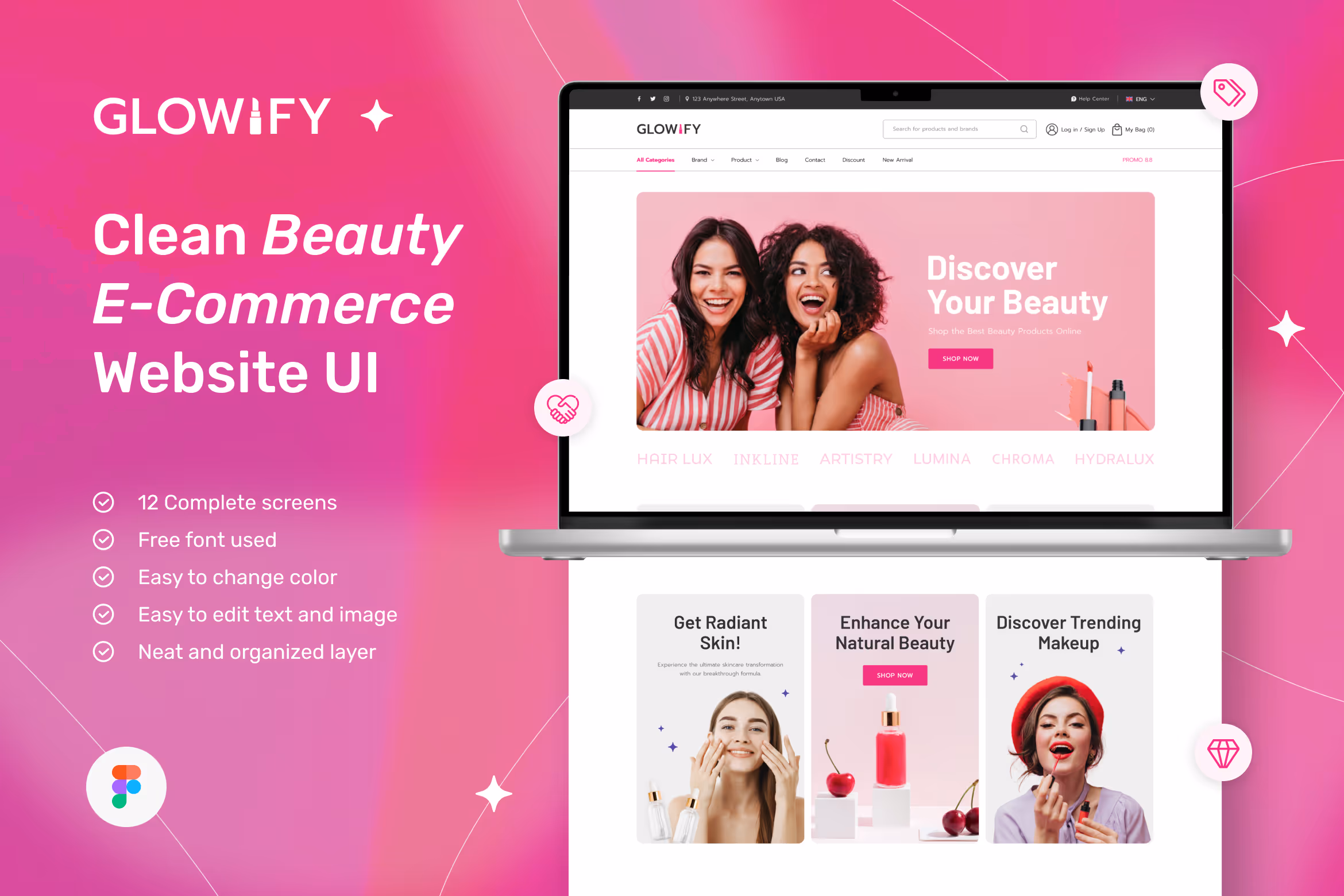 Glowify – Clean Beauty E-Commerce Website UI 