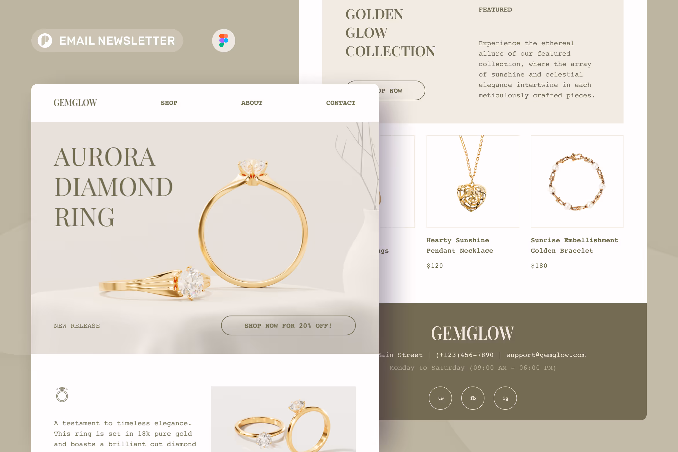 GemGlow – Jewelry Email Newsletter Figma 