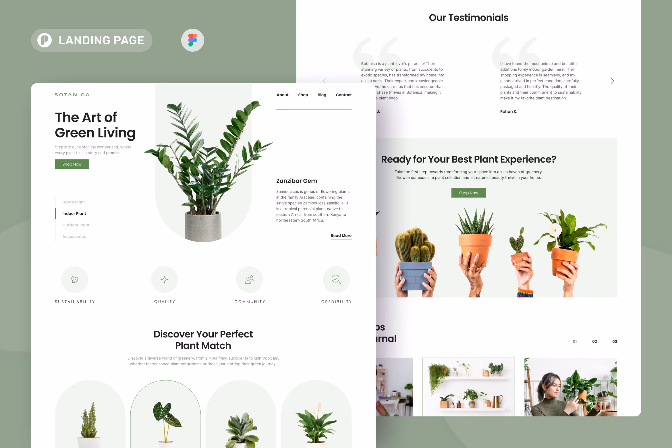 Botanica – Plant Shop Landing Page Figma 