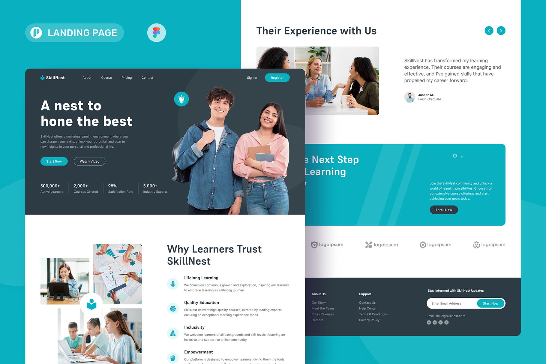 SkillNest – E-Learning Landing Page Figma