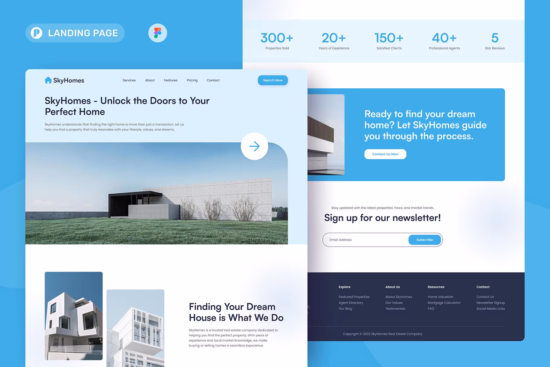 SkyHomes – Real Estate Landing Page Figma 